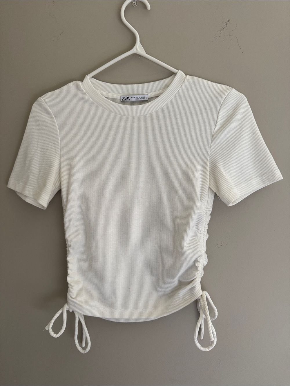 ZARA SIDE-TIE RIBBED TOP